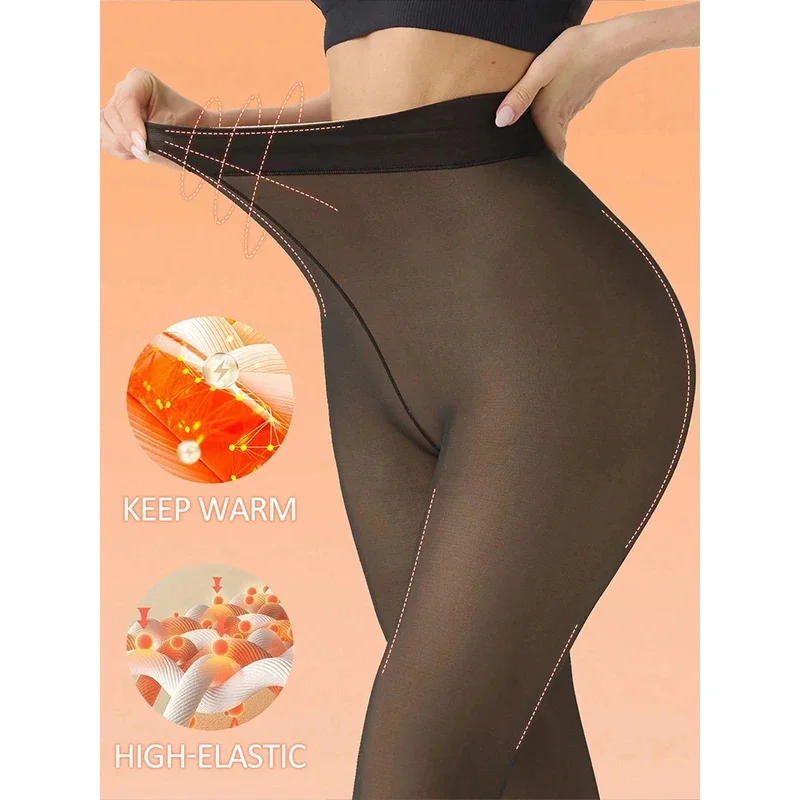 النساء صوف مبطن طماق الشتاء الحرارية شير الجوارب قدم جوارب طويلة وهمية شفافة سميكة الدافئة الغنيمة رفع طماق جديد #4