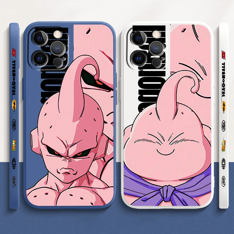 D-Dragon Majin Buu Cute Liquid Left Rope For Apple iPhone 15 14 13 12 11 XS XR X 8 7 SE Pro Max Plus Mini Back Phone Case