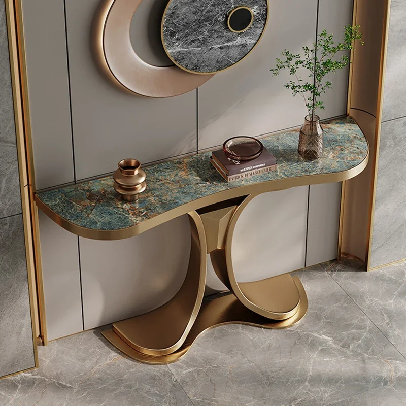 

Элегантный вертикальный стол для гостиной, металлический дизайн, премиум-стол для отеля, скандинавский стиль, стол для прихожей, роскошная мебель