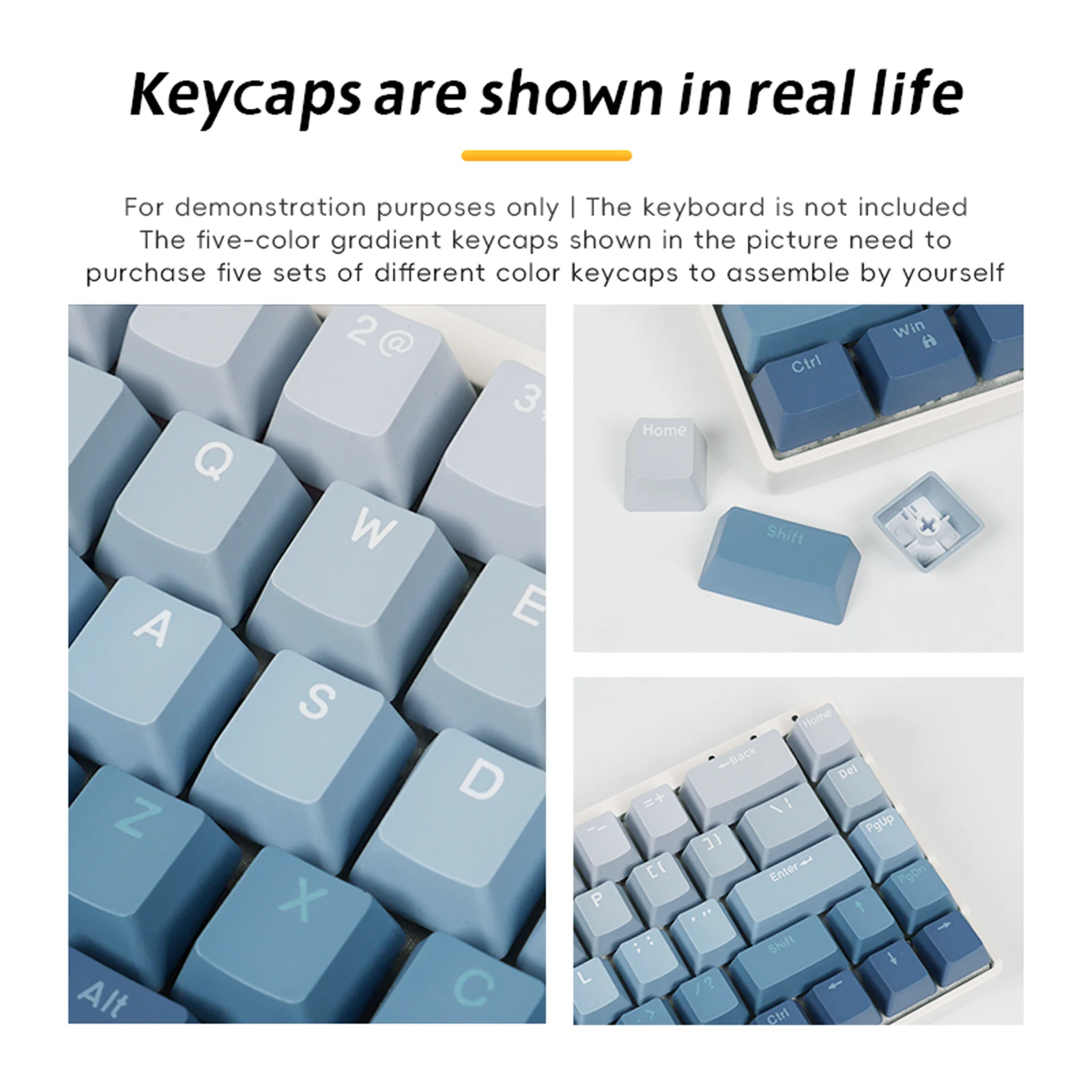 Latenpow Five-color Keycaps Keyboard Pbt Keycap Set 95/105 Keys for DIY Mechanical