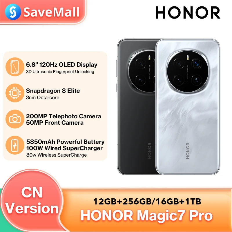 CN Version HONOR Magic7 Pro 5G Snapdragon 8 Elite 200MP Telephoto Camera 100W SuperCharge