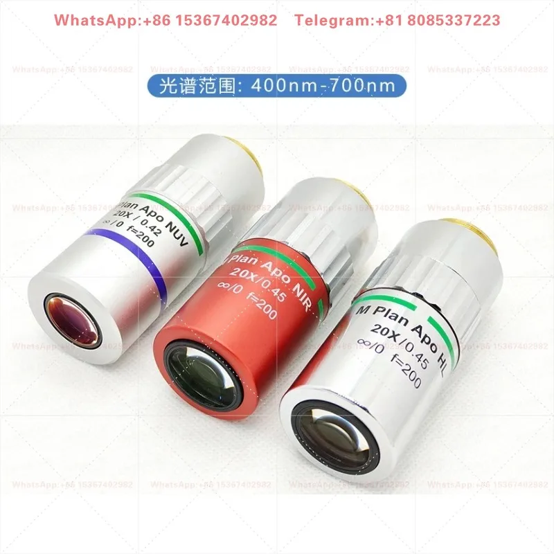 Total Apochromatic Objective APO 20X Telephoto Metallographic Microscope Objective Lens Replacement Part