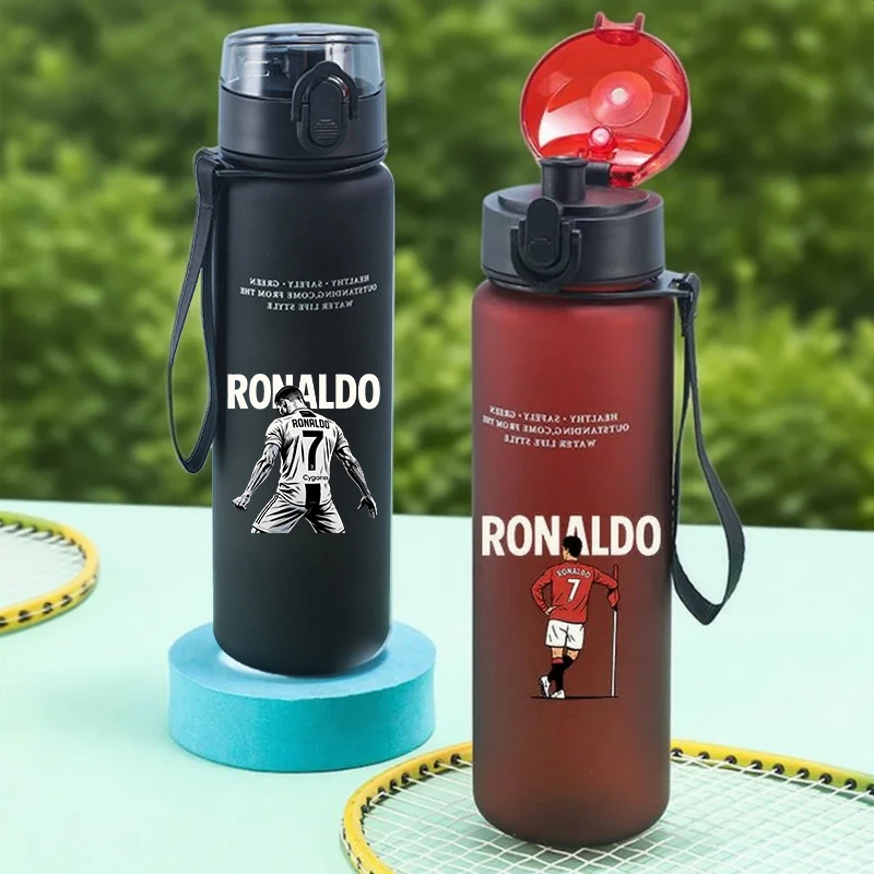 

650ml Football Star Ronaldos Sports Water Bottle Leak Proof Colorful Cup Drinking Outdoor Travel Portable Gym Fitness Jugs Gift
