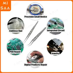 Precision Industrial Tweezers Anti-static Curved Straight Tip For Electronics Soldering Maintenance Hand Tools Phone Repair Tool