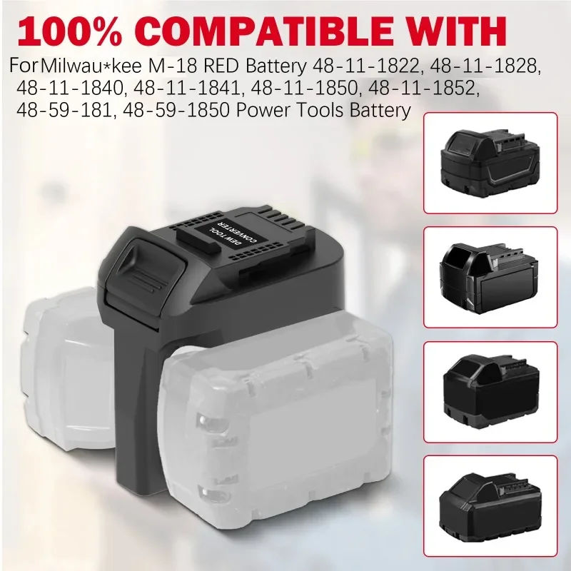 For Milwaukee 2 Packs 18V Batteries Converting To for Dewalt 20V Battery Power Tools Battery Adapter Converter MIL18DL 2 in 1