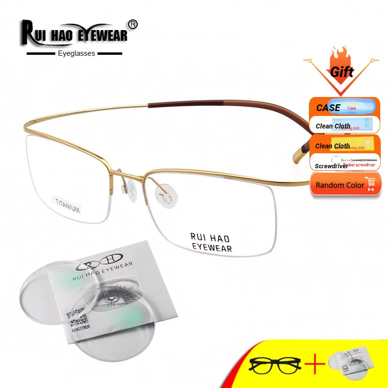 

Pure Titanium Glasses Frame Customize Recipe Lenses Prescription Eyeglasses Optical Resin Lenses Super Light Myopia Spectacles