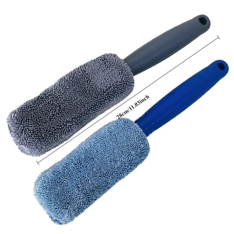 Car Wheel Wash Brush Portable Microfiber Tire Rim with Plastic Handle Auto Trunk Motorcycle Detailing Cleaning Accessories Tool