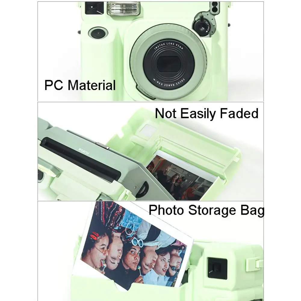 Solid Color Instant Camera Case Shockproof Anti Scratch Protective Cover with Photo Pocket for Fujifilm Instax Wide 400