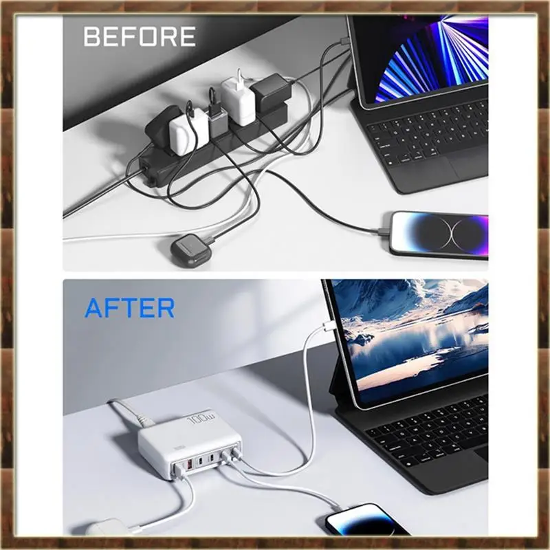 

A48T For 20W Fast Charge Cell Phone Charger Portable 100W Multi-Port Charger + US Plug Black