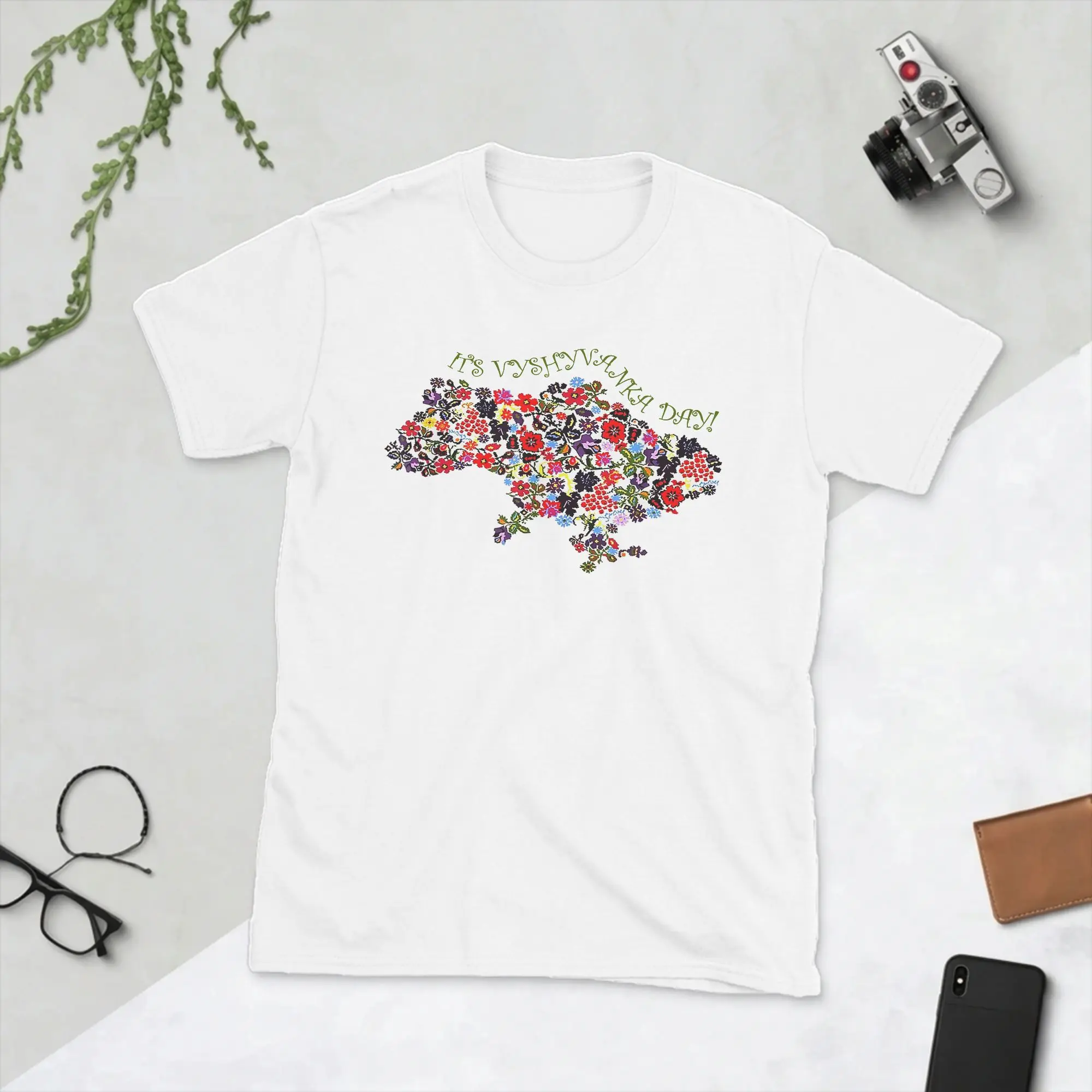 Ukrainian It's Vyshyvanka Day T-Shirts for Men Ukraine Flag Cool Cotton Tee Shirt O Neck Short Sleeve T Shirts Adult Clothing