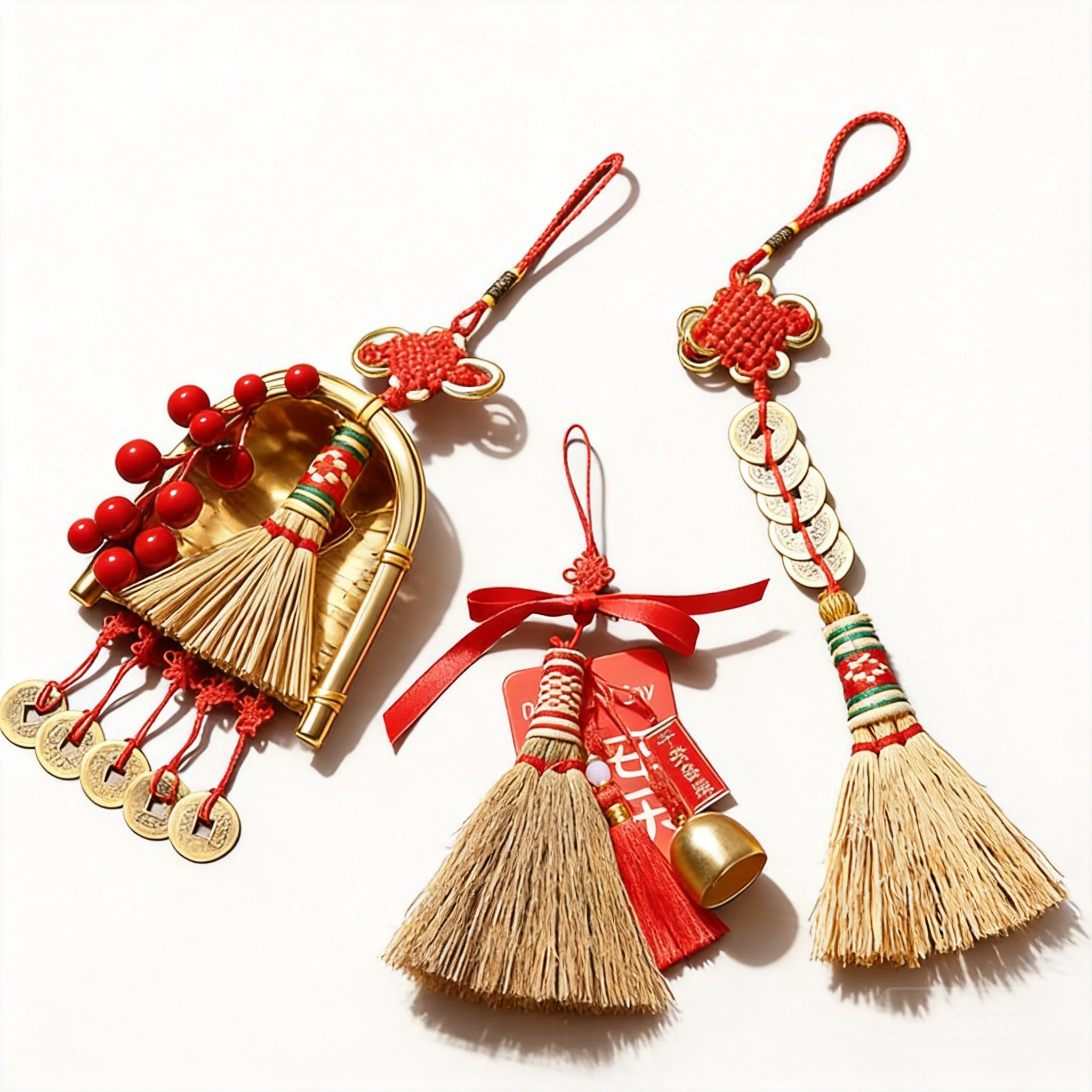 

Chinese Traditional Auspicious Lucky Broom Hanging Ornaments Spring Festival Fortune Pendants For Housewarming New Home Door Han