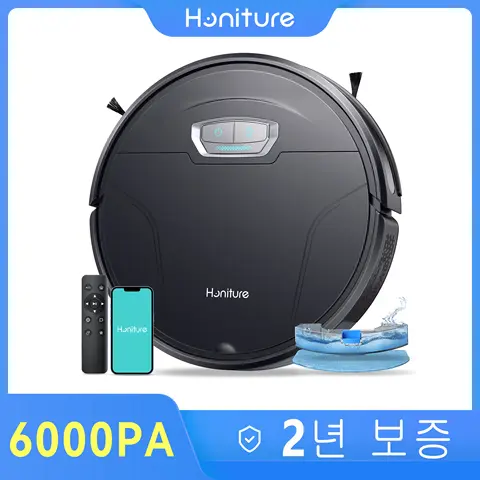 Honiture G20 Pro 6000pa 3 in 1 로봇 진공 청소기, 강력한 흡입 자체 충전 앱, 원격 및 음성 로봇 진공 및 걸레 콤보