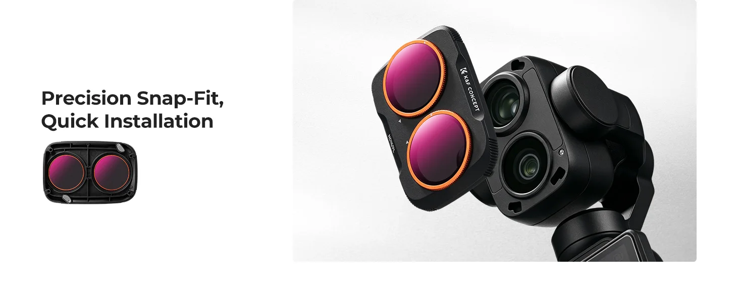 K&F Concept 2-in-1 ND CPL Filter-Set für DJI OSMO Pocket 4 Pro ND Filter-Set OSMO 4P Filter Pocket 4P Schwarzer Diffusionsfilter – Detail 5