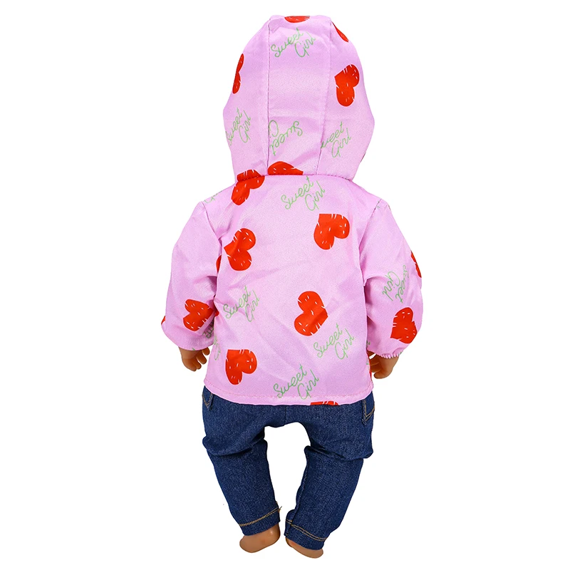 17 Inch Doll Clothes Lovely Hoodies Trousers 43cm New Born Baby Outfit Baby Doll Toy Clothes Suit Toys for Girl Doll Outwear