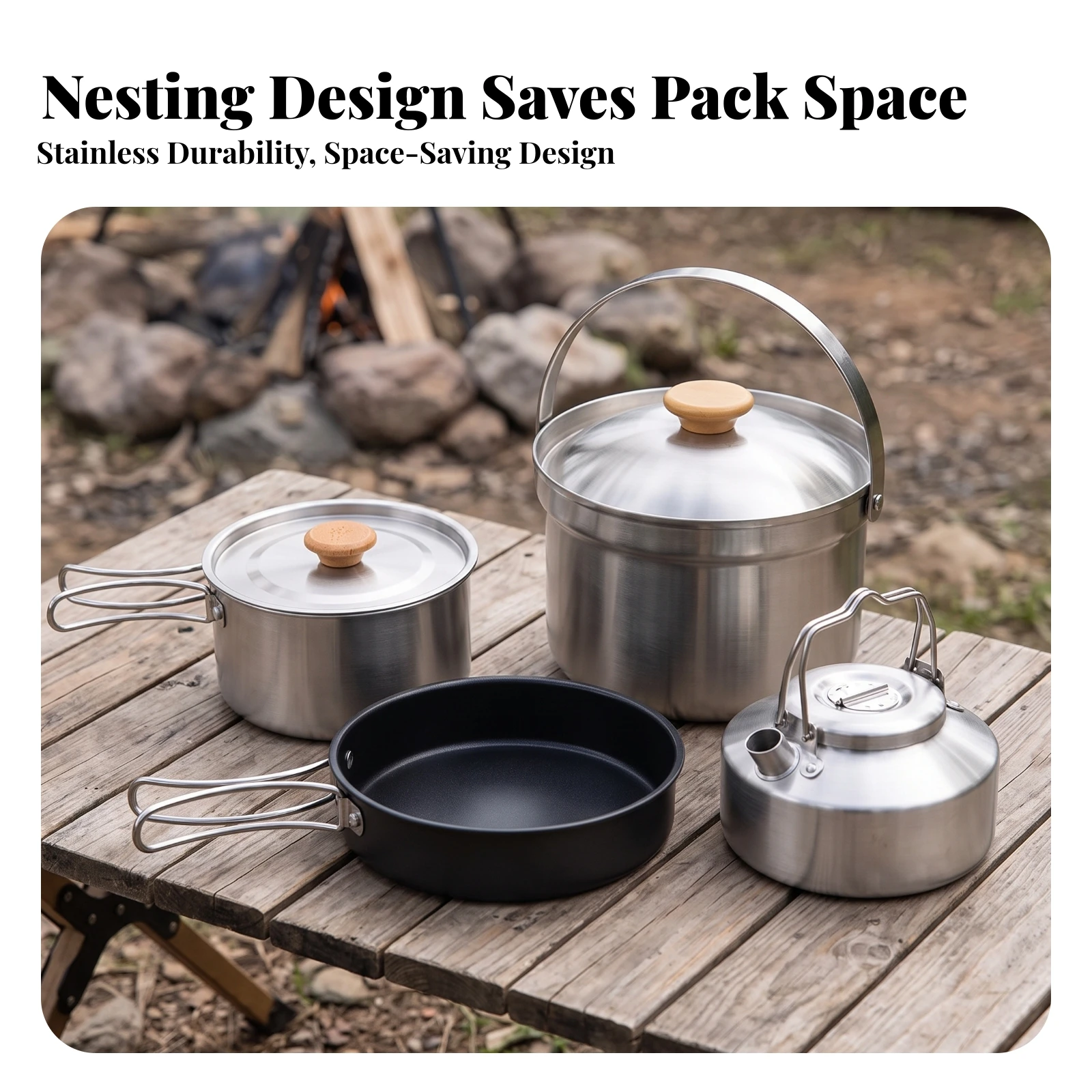 4 Pieces Stainless Steel Camp - Camping Cooking Mess Kit ulasan dan harga