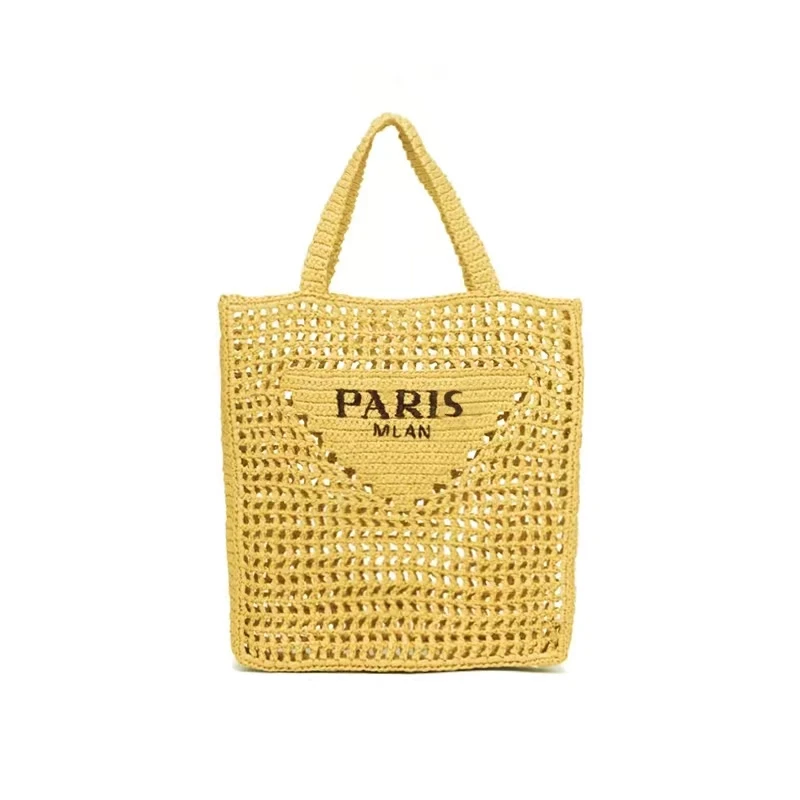 Summer Beach Travel Bags Raffia Straw Wicker Totes Bag Women Luxury Designer Fashion Paris Woven Shopping Bag Hollow Out Handbag