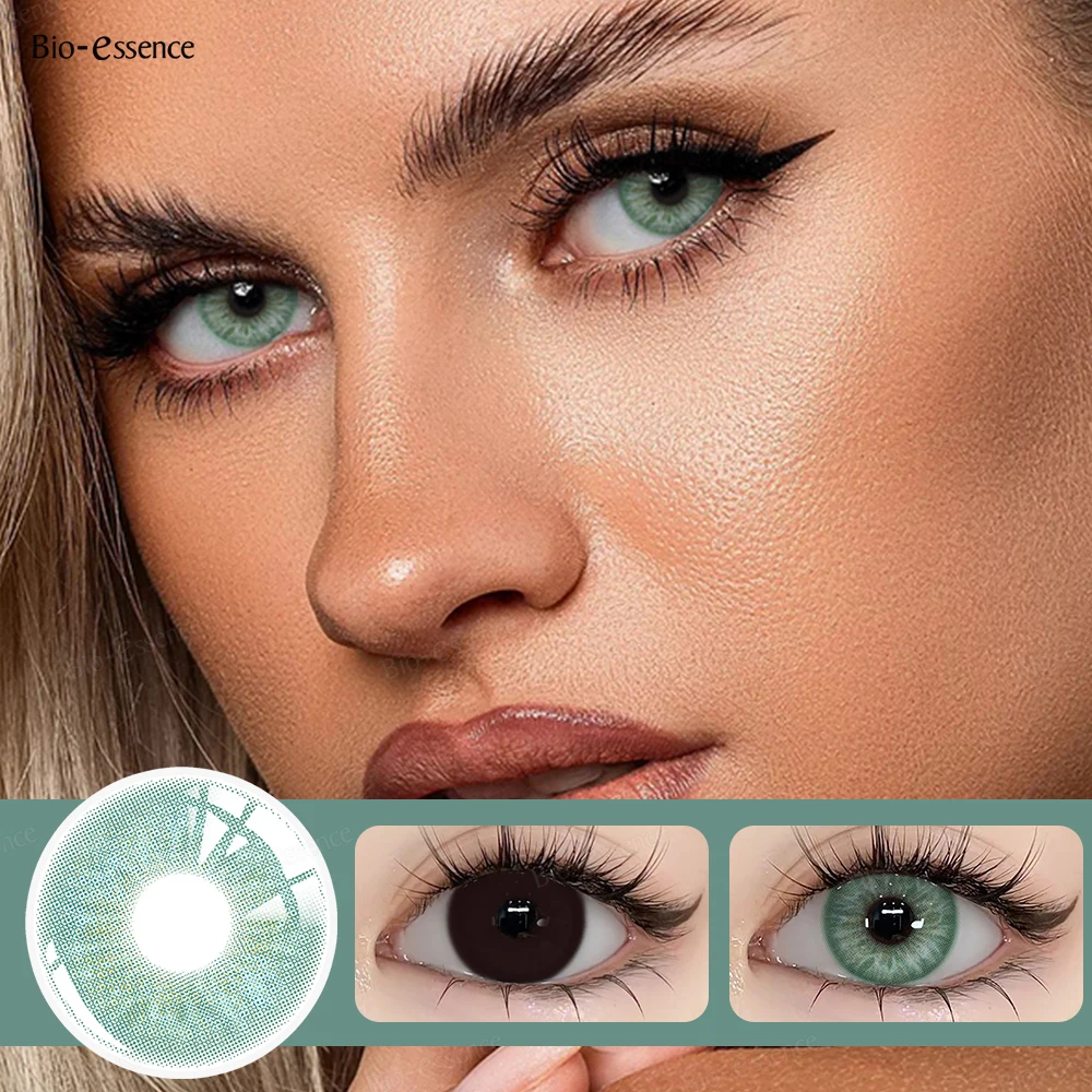 Bio-essense 2 Stück blaue Kontaktlinsen für Augen, natürliche farbige Kontaktlinsen mit blauen Augen, koreanische Kontaktlinsen, jährliche grüne Pupille – Detail 9
