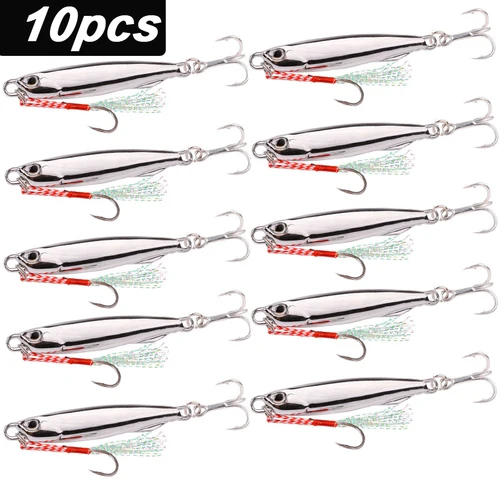 10 Uds. Señuelos de pesca de Metal de aleación de Zinc, plantillas de 30g 40g, Señuelos de Pesca Jigbait, señuelos fundidos en la orilla, cebo de Metal, juego de señuelos artificiales