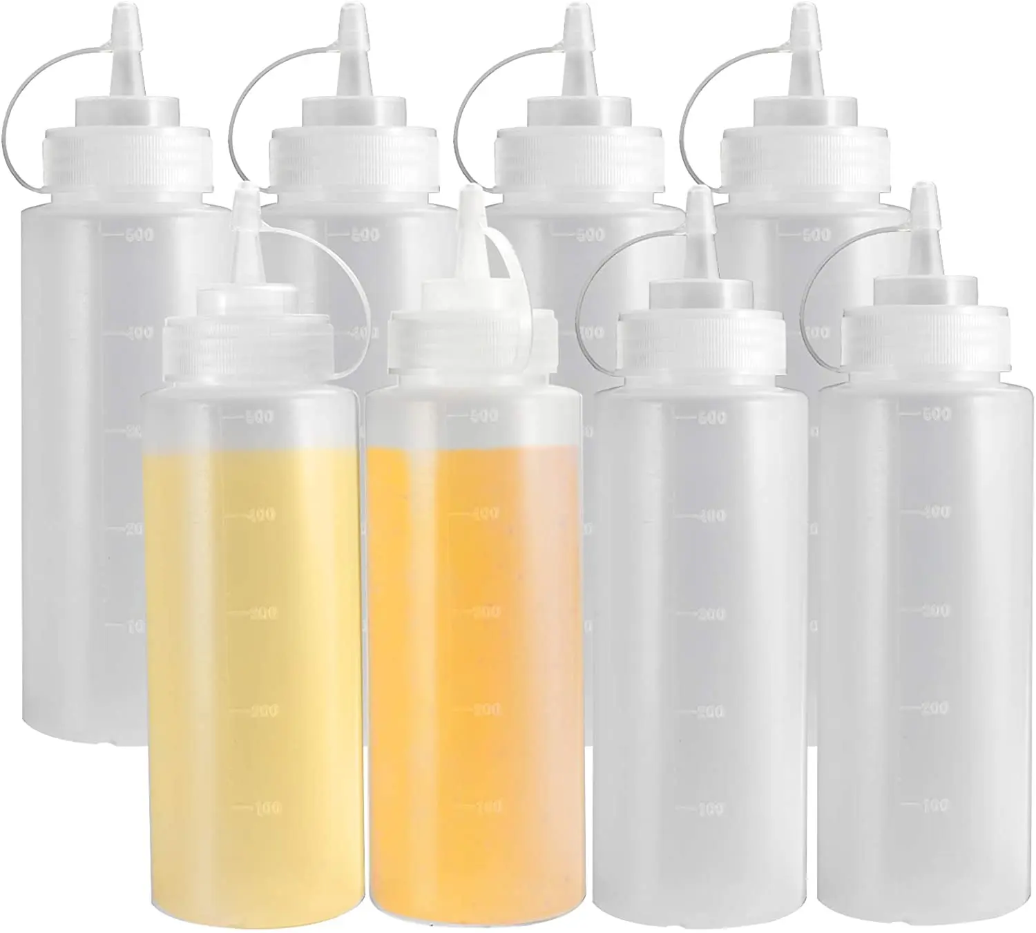 1/2/4/6pcs Condiment Squeeze Bottles with Caps, Plastic Squeeze Dispensers with Measurements for Ketchup, BBQ, Sauces, Syrup