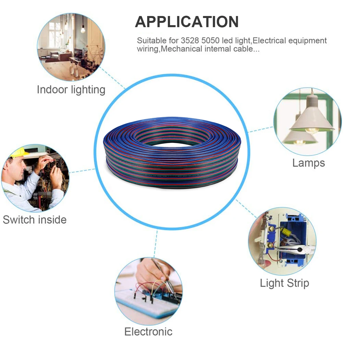 2/3/4/5/6pin LED Strip Cables With 8 10 12mm LED Strip To Wire Solderless Connectors For 5050 3528 SMD WS2812B RGB LED Lighting