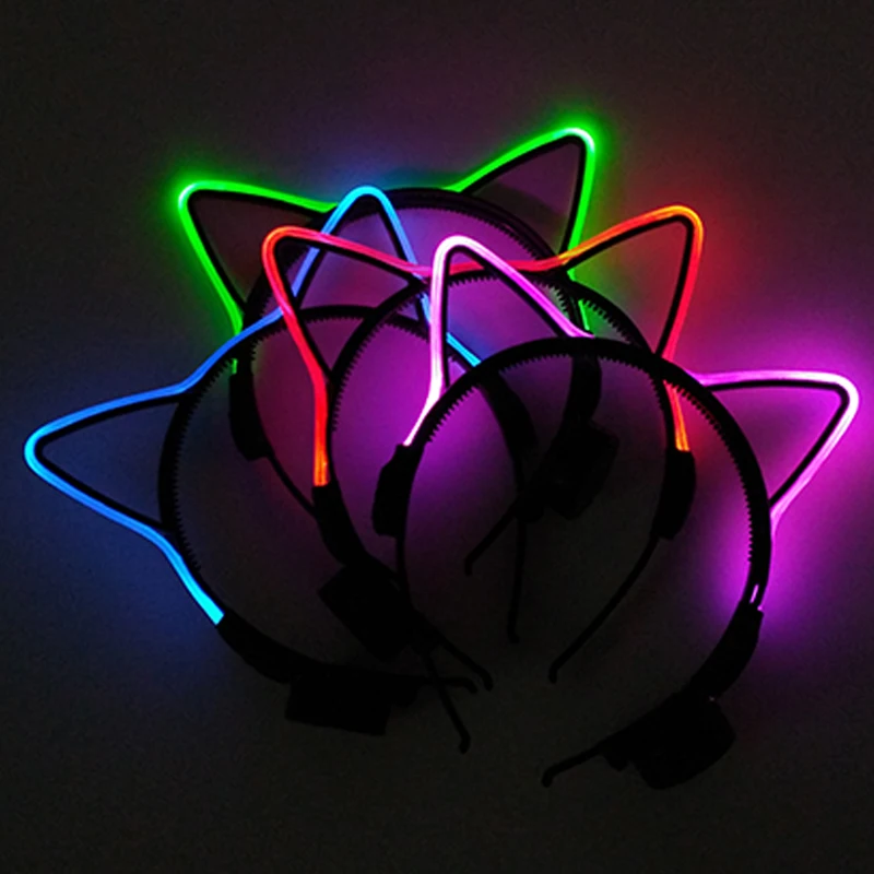 

Cute Cat Ear Headbands 6 Light Colors For Choice Decorate Headwear Luminous LED Headband Glow For Carnival Night
