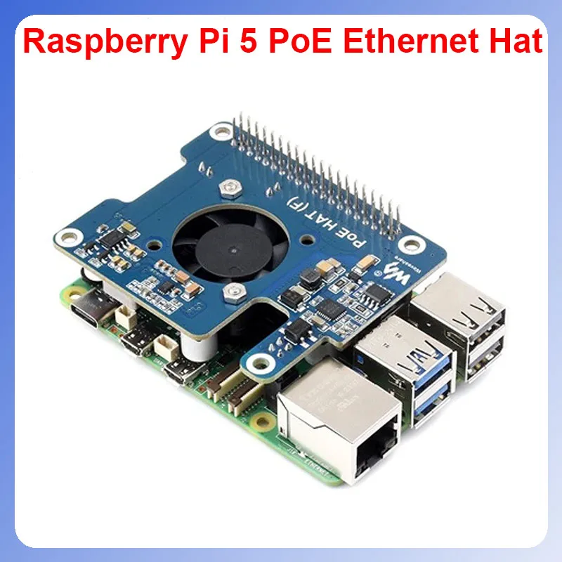 

Плата питания Raspberry Pi 5 PoE Ethernet с встроенным охлаждающим вентилятором, поддержка сетевого стандарта 802.3af/At для RPI 5