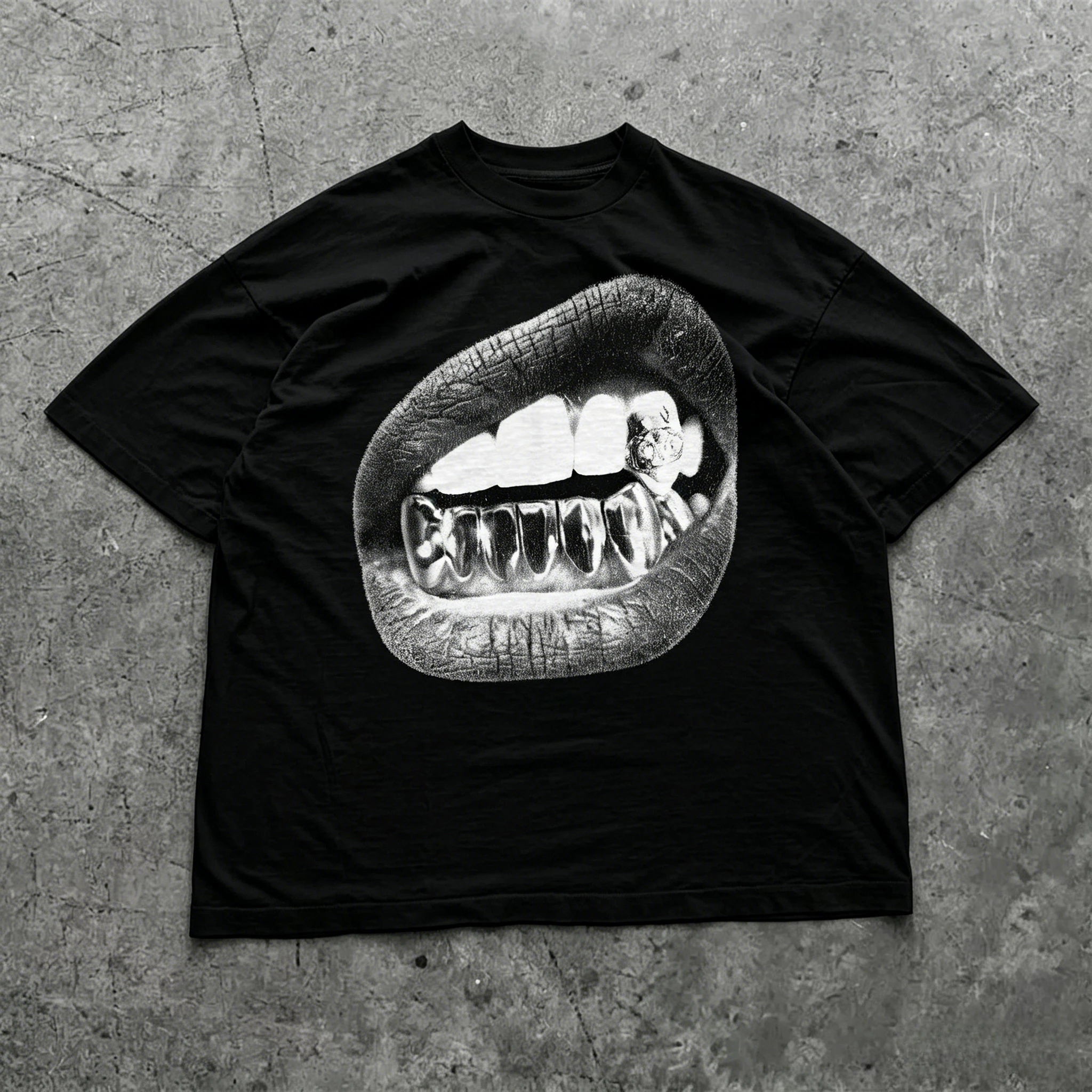 High Quality Big Lips Y2k Mouth T Shirt Grillz White T Shirt - Unisex Y2k Shirt Streetwear T Shirt Men Clothing Comfortable