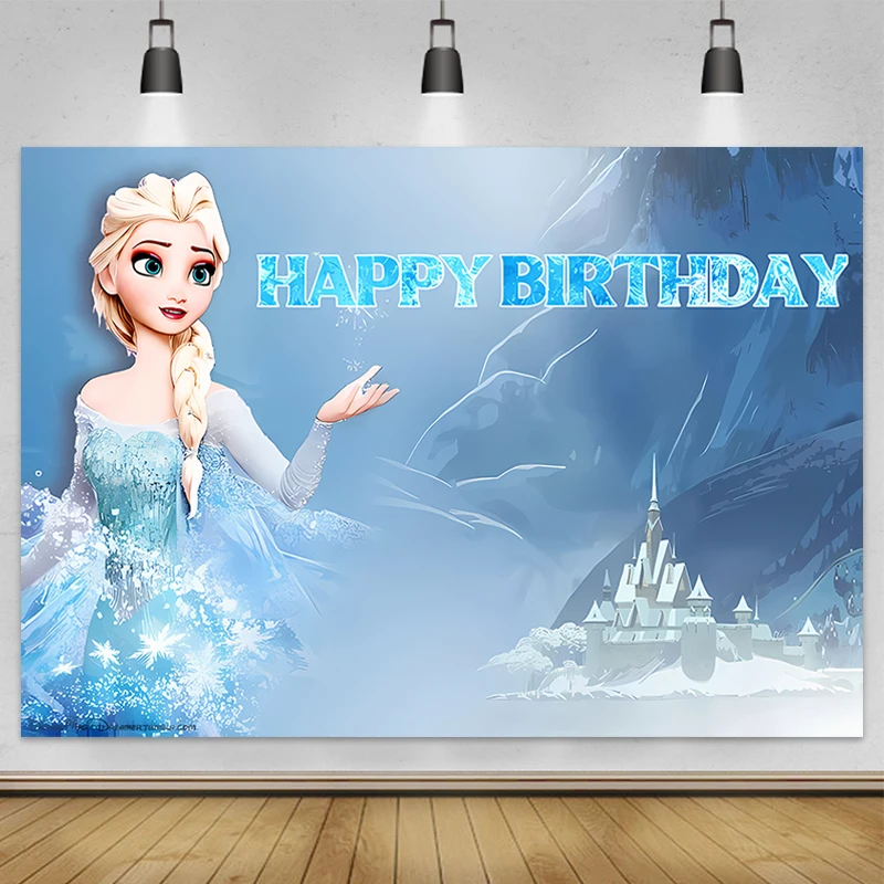 Disney Frozen Princess Elsa Anna Kids Happy Birthday Winter Ice Photo Background Decoration Supplies Baby Shower 2024