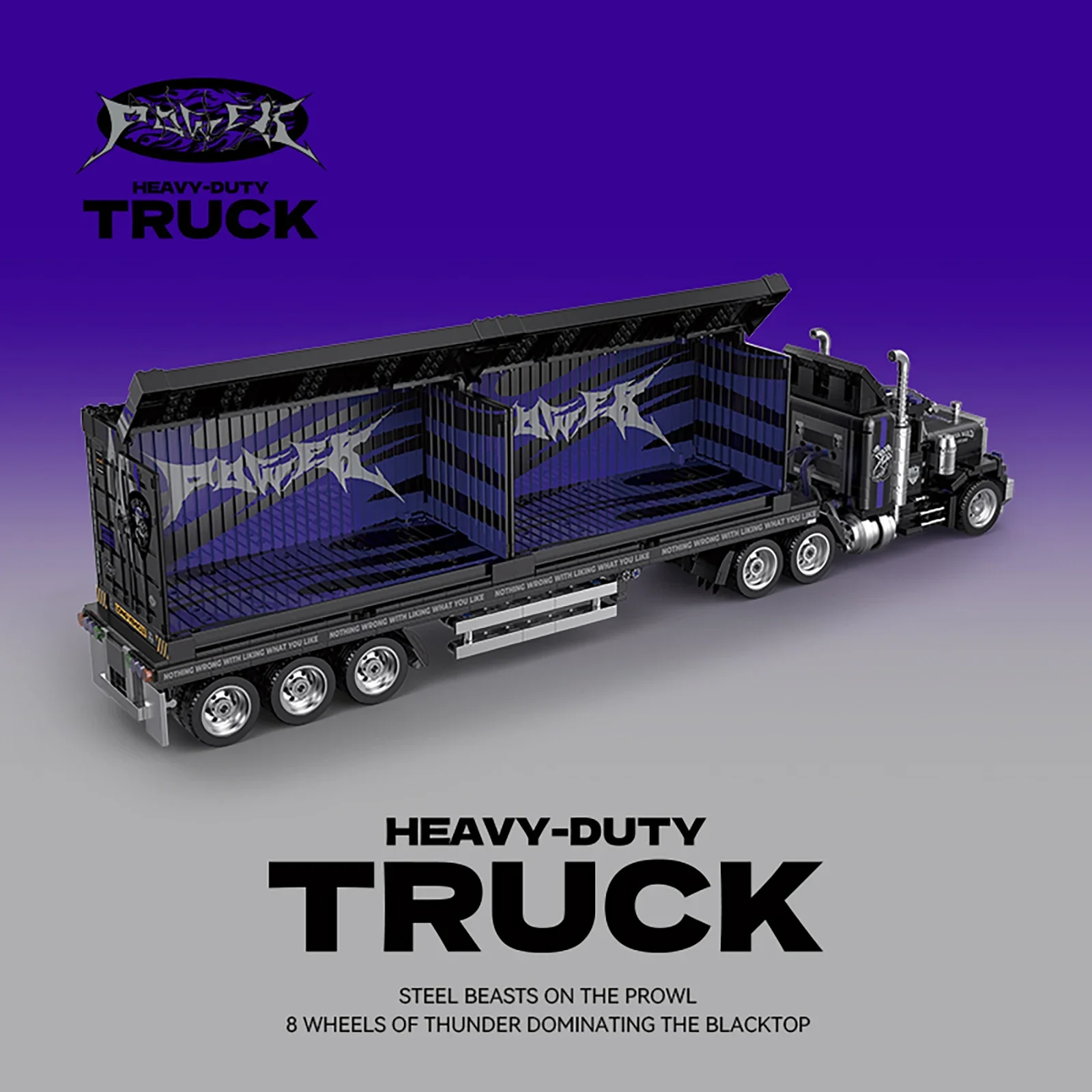 PB8829 Brinquedo de blocos de construção de caminhão contêiner de grande equipamento estilo retrô - modelo de construção de mais de 1500 peças para adultos e crianças