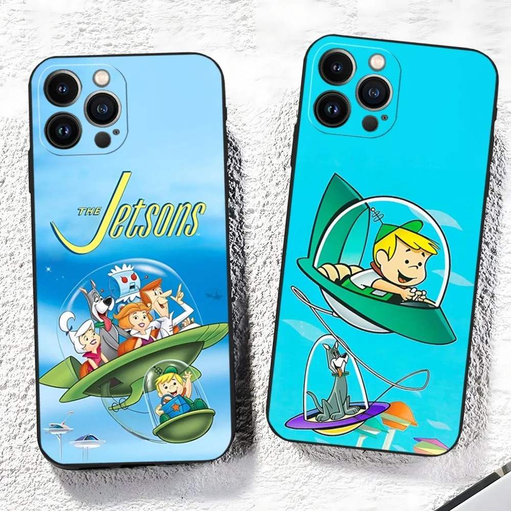 Cartoon T-The J-Jetsons Phone Case for Iphone 15 14 13 12 11 Pro Max Xr X Xs Mini 8 Plus SE 2022 Black Soft Silicone Cover