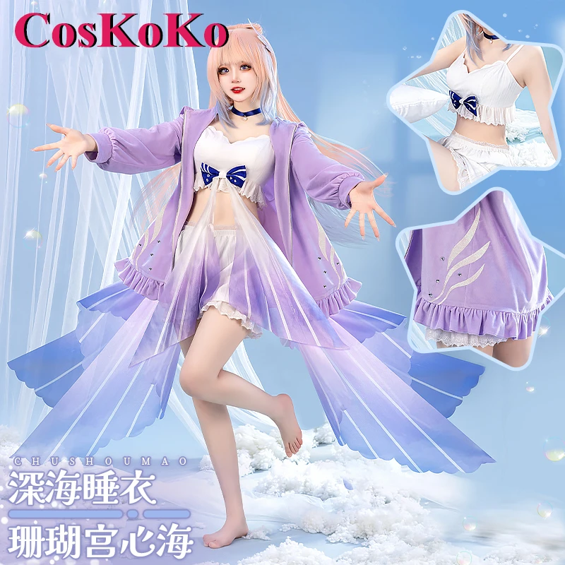 CosKoKo Sangonomiya Kokomi Cosplay Game Genshin Imapct Costume Sweet Nifty Deep-Sea Pajamas Daily Wear Party Role Play Clothing