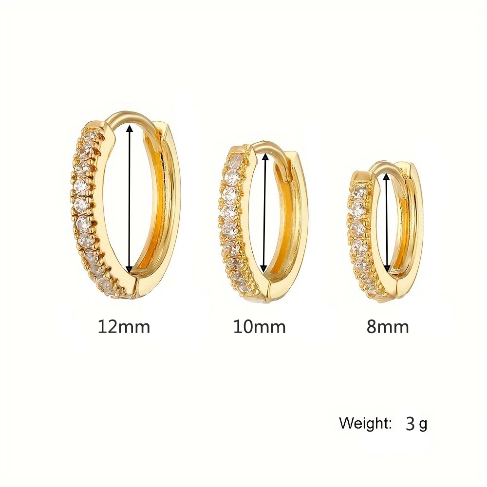1pair Exquisite Synthetic Zircon Decor Hoop Earrings, Fashion Earrings For Men Women