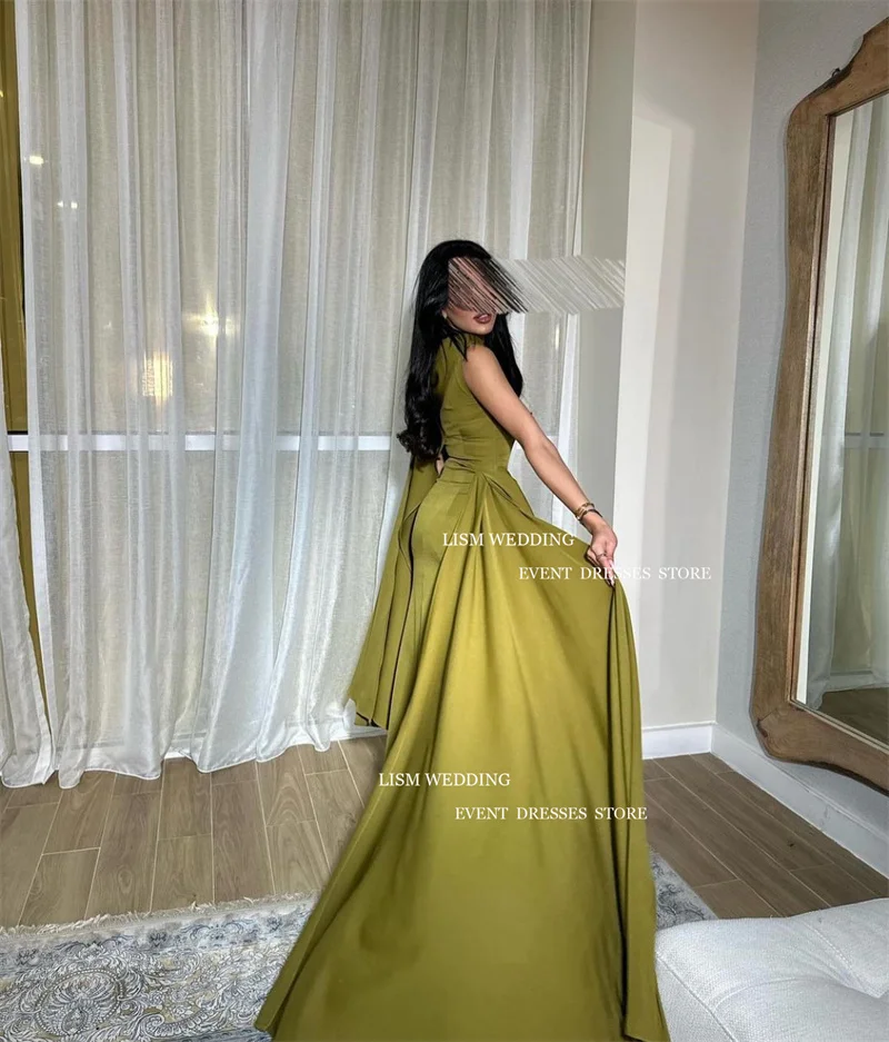 LISM Elegant Green 2 Pcs Mermaid Prom Dresses Saudi Arabic Side Split With Jacket Formal Occasion Dress vestidos para mujer