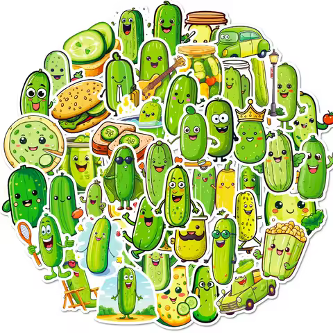 50PCS Funny Vegetables Cucumber Graffiti Stickers Decals Laptop Scrapbook Phone Suitcase Cucumber Fruit Sticker