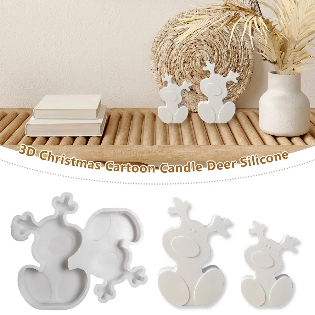 New 3D Christmas Cartoon Candle Deer Silicone Mold Deer Stereoscopic DIY Glue Mold Drop Head Decor Tools Mirror Mould DIY G A5P2