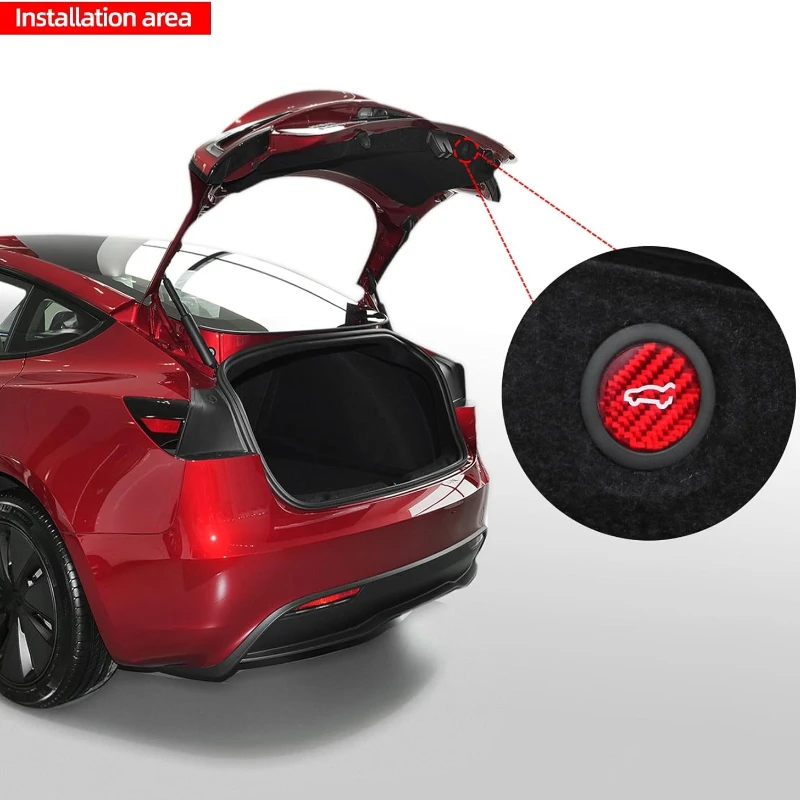 Stiker Saklar Pintu Bagasi Belakang Mobil Tesla Model 3 Model Y 2019-2025 Serat Karbon Asli Tombol Tutup Liftgate Aksesoris Interior