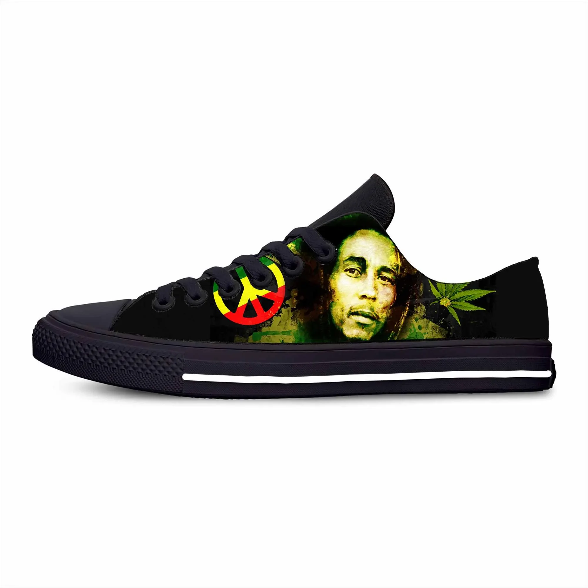 Legend Bob Marley Reggae Rasta Music Rock Fashion Casual Cloth Shoes Low Top Comfortable Breathable 3D Print Men Women Sneakers