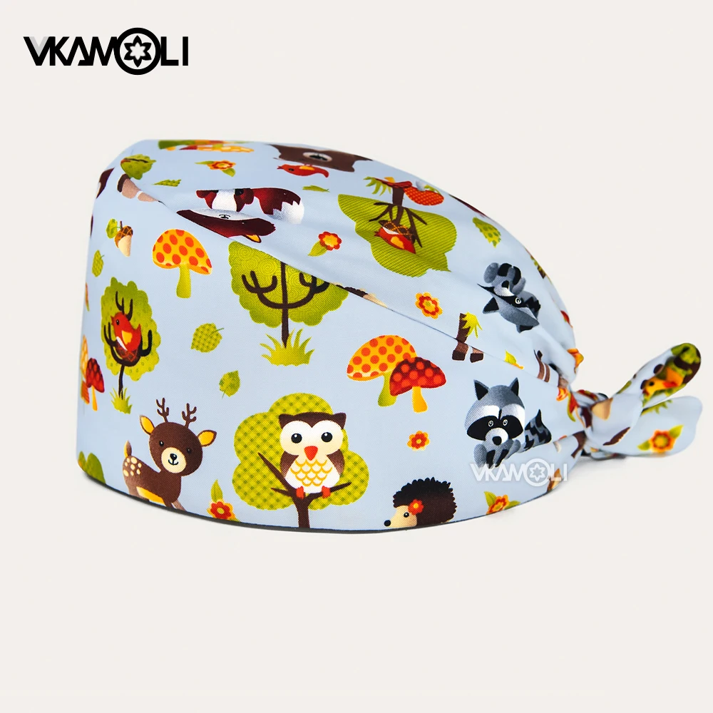 Gorro con estampado de mariposa para mujer, gorro de trabajo de laboratorio, banda elástica para el cuidado de mascotas, sombreros de enfermería, uniforme, venta al por mayor