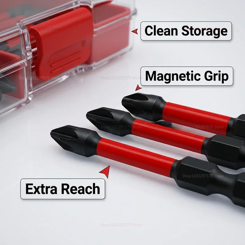 10PCS PZ2 Magnetic Screwdriver Bits 50mm S2 Steel Impact Driver Bits Non-Slip 1/4 Inch Hex Shank Drill Bits Power Tool Accessori view 3