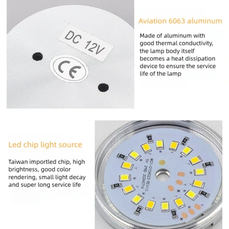 USB Powered Slim Round LED Under Cabinet Light Kit Remote 3-Color Change Linkable Up To 10pcs for Kitchen Wardrobe Display