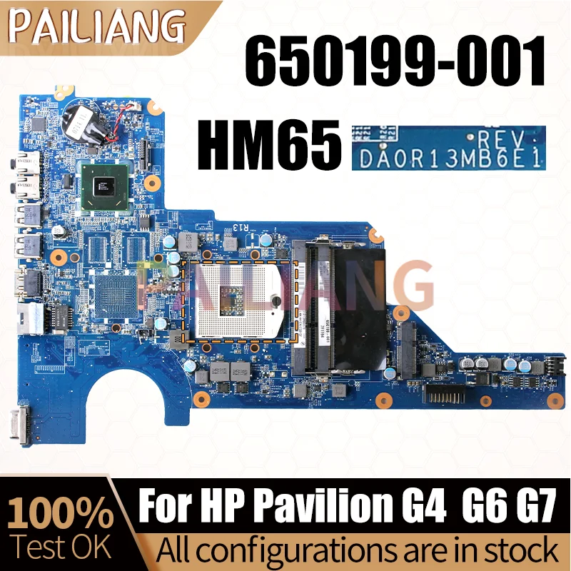 For HP Pavilion G4-1000 G6-1000 G7-1000 Notebook Mainboard DA0R13MB6E1 HM65 650199-001 Laptop Motherboard Full Tested