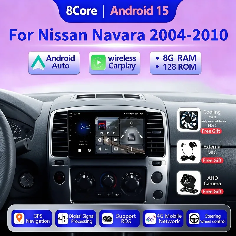 Android15 Car Radio For Nissan Navara D40 2004 - 2010 Wireless Carplay GPS Navigation Autoradio Multimedia Video Stereo Player