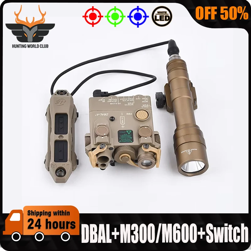 WADSN DBAL-A2 Laser Red Green Blue Dot White Light M300A M600U Metal Flashlight Hunting Accessory Dual Control Pressure Switch