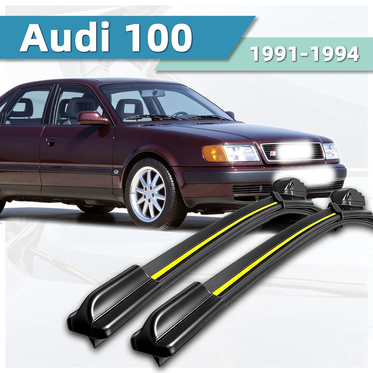 

2PCS Car Windshield Wiper Blade Fit For Audi 100 (1991-1994) Natural Rubber Strip Boneless Silent Car Front Wiper Auto Parts