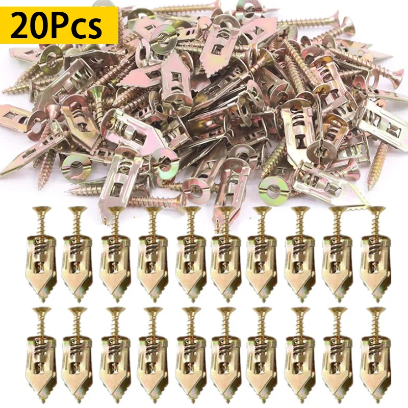 

New 20Pcs Self Drilling Drywall Anchors with Screws Expansion Nails Self-Tapping Screw Kits Heavy Duty Metal Wall Anchors 2 Size