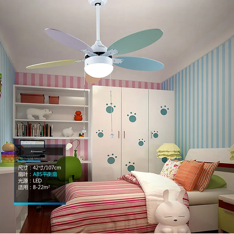 

Modern Ceiling Fan With LED Light Remote Control For Kids Children Room Wood Art Bedroom Ceiling Fan Lamp DC Motor