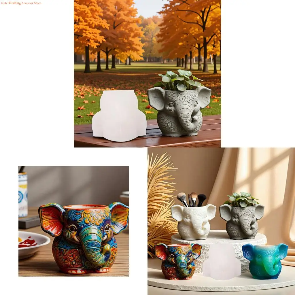 

G92D креативная силиконовая форма в форме слона, силиконовая текстура для поделок из смолы, уникальные горшки для растений, в