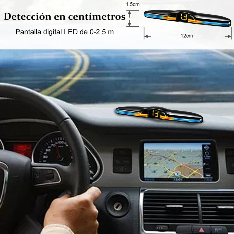 LED Parking Sensor System Spanish Voice Alert Backlit Display 12 Colors 4 Probes Universal Auto Safety Auxiliary Accessories - view 5