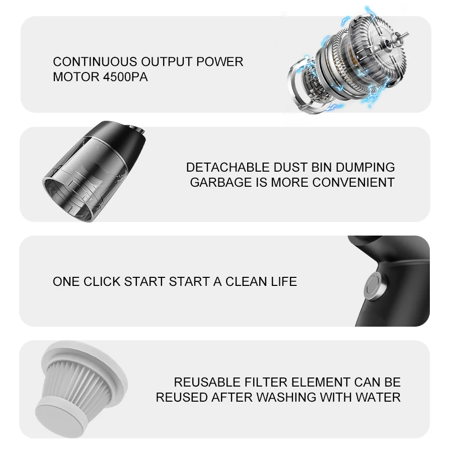 Xiaomi Car Vacuum Cleaner Ultra-Powerful Suction Handheld Wireless Suction And Blowing Integrated Dual Use Small High-Power Dust