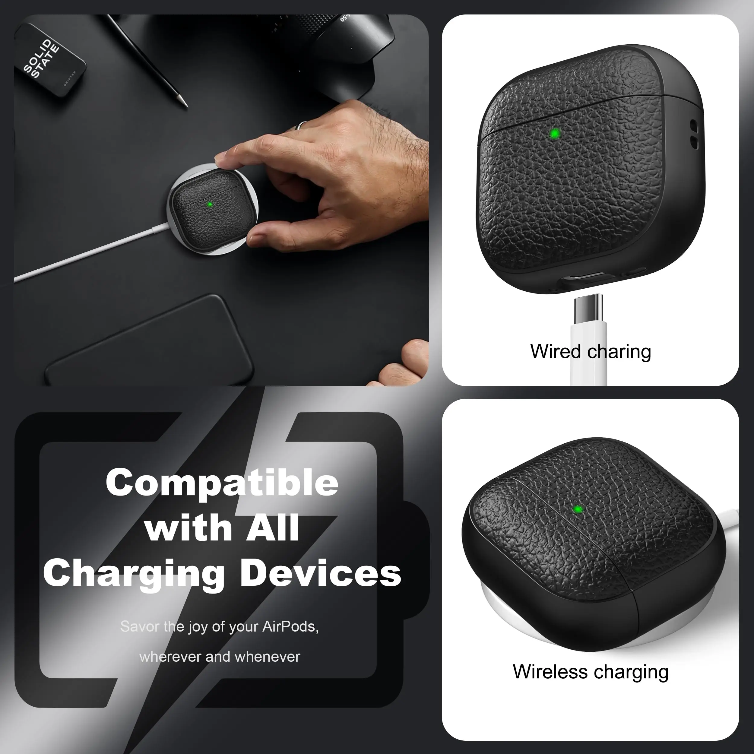 حافظة لهاتف AirPods 4 حافظة جلدية ملمس غطاء حماية لسماعات الأذن مع حافظة مضادة للضياع لأجهزة Apple Airpods Pro 3 2025